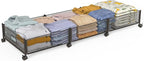 Under Bed Storage With Wheels, 47.2''/90lbs/57.6L, Metal Frame Under Bed Rolling Storage, Tool-Free Assembly Underbed Drawers