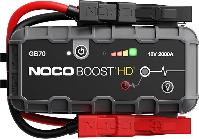 NOCO Boost GB70: 2000A UltraSafe Jump Starter - 12V Lithium Battery Booster Pack, Portable Jump Box, Power Bank & Jumper