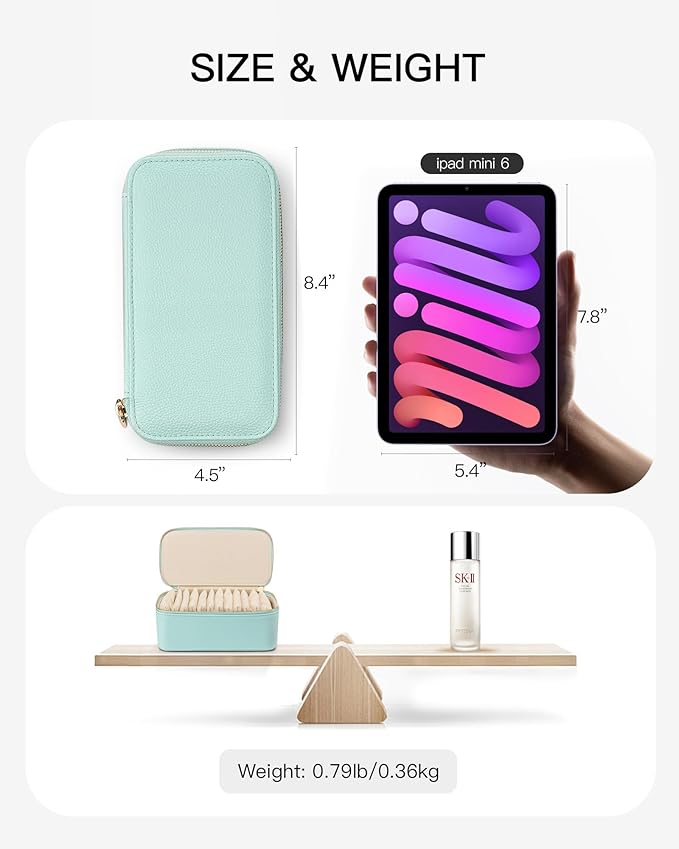 VLANDO Travel Jewelry Organizer with 12 Velvet Jewelry Bags Travel Jewelry Case for Girls Jewelry Storage Necklace Rings Earr