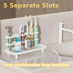 YOOLENS Electric Toothbrush Holder for Bathroom Countertop 5 Metal Slots Toothpaste Razor Mouthwash Organizer, White