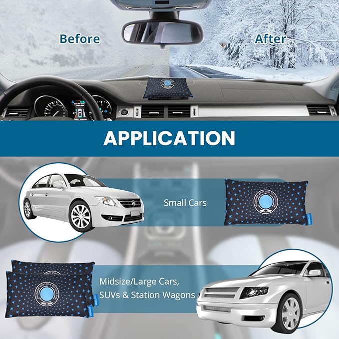 500g [1.1 lb] Reusable Car Dehumidifier - Leak-Proof Desiccant Packs for Storage, Silica Gel Desiccant Packets, Fast Reactiva