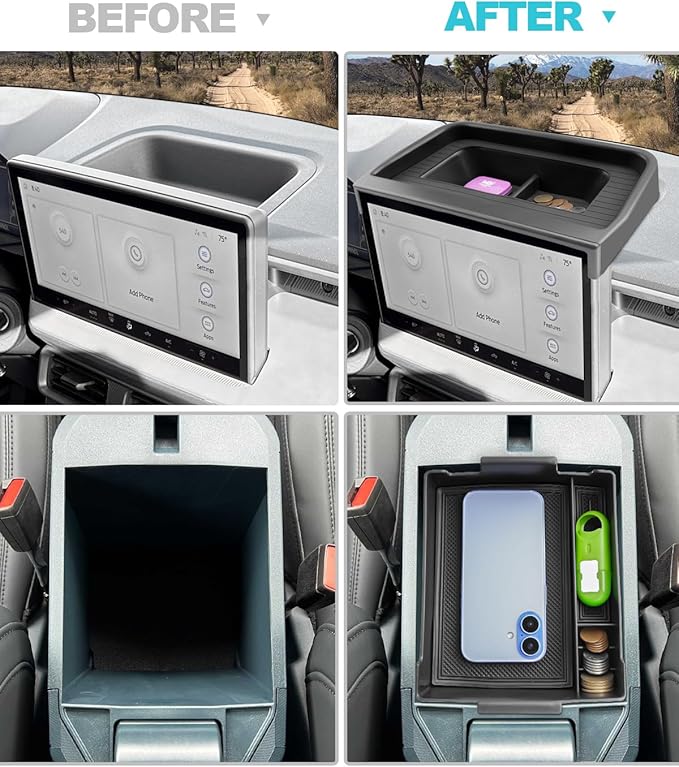 CDEFG 2PCS for 2025 2026 Ford Maverick Center Console Organizer Tray, for 2025 2026 Ford Maverick Accessories Dash Screen Org