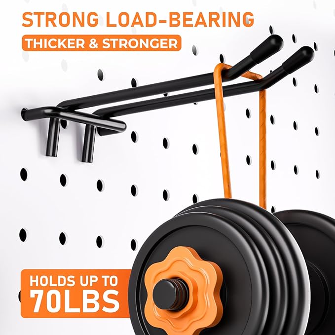 INCLY 176PCS Extra Thick Pegboard Hooks, 1/4" Heavy Duty Black Metal Peg Board Hooks Assortment with Peg Locks Pegboard Acces