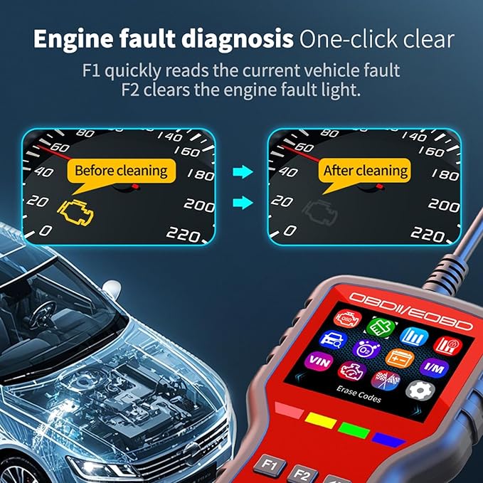 obd2 scanner K2 obd2 scanner diagnostic tool scanner for cars, car code reader with freeze frame, oxygen sensor testing,LCD