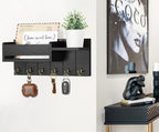RelaxScene Key Holder Wall Mount - Decorative Key Rack and Mail Organizer with 6 Key Hooks - Wooden Key Hanger with Shelf for