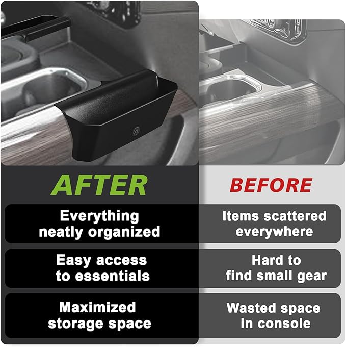 Muslogy Center Console Side Organizer Compatible with 2022-2025 2026 Chevy Silverado 1500 & GMC Sierra 1500 Accessories Middle Console Shifter Storage Box Left & Right Phone Pocket with Anti-Slip Mats