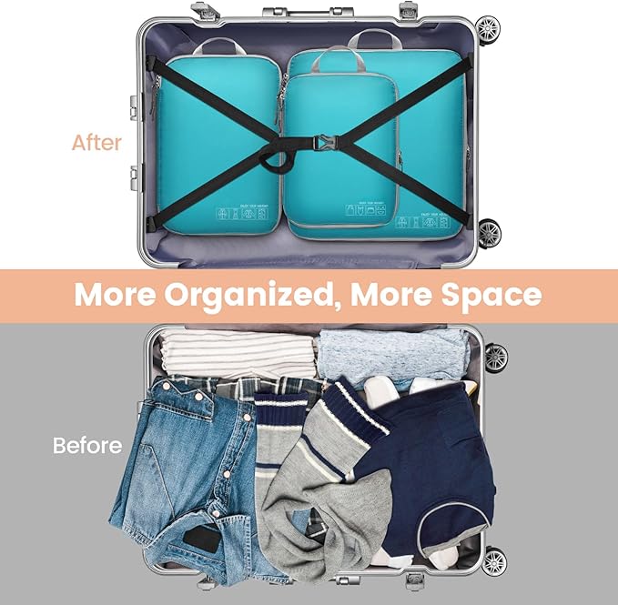 Cambond Compression Packing Cubes for Travel - Lightweight Expandable Travel Bags Luggage Organizers Travel Essentials Compre