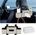 Car Back Seat Organizer with Tissue, Car Seat Back Tissue Box and Storage Hook, Multifunctional Car Organizer for Hold Phone,Drinks,Handbag,Compatible with Most Vehicles (Beige)