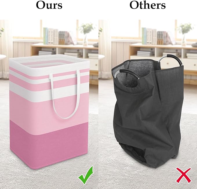 StorageRight Large Collapsible Laundry Basket Hamper with Easy Carry Handles，Freestanding Clothes Hampers for Laundry, Bedroo
