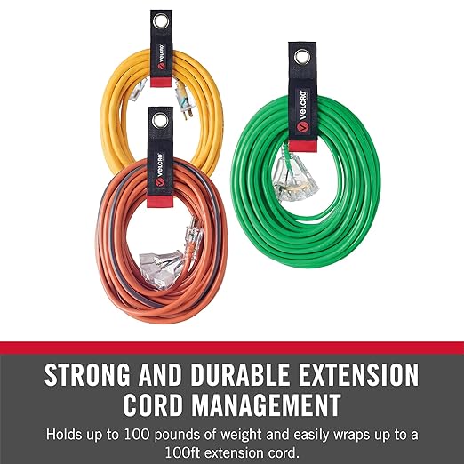 VELCRO Brand Easy Hang Extension Cord Holder Organizer Variety Pack | Holds 60-100lbs, Heavy Duty Straps Fit Easily on Hooks 