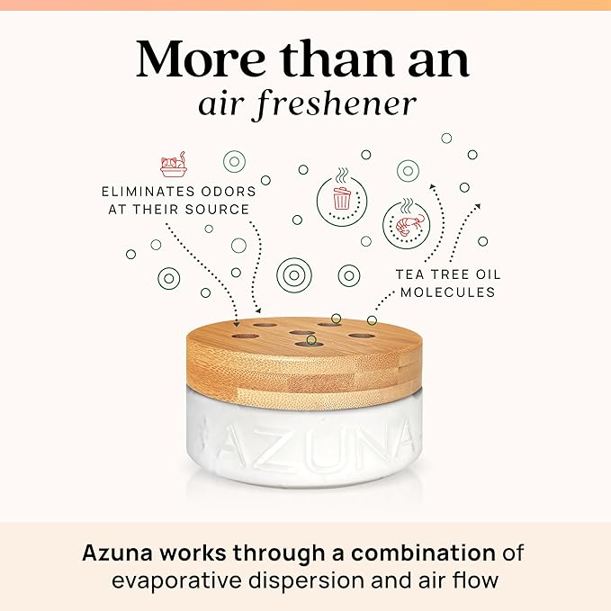 Azuna Air Freshener & Odor Eliminator for Strong Odor | 2 Room Kit Includes (2) Empty Luxe Glass Jar & 12oz Gel Refill with T