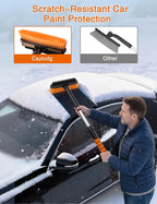 33 Inch Ice Scrapers for Car Windshield, 3 in 1 Extendable Snow Brush, Snow Scraper for Car with Foam Grip and 270° Pivoting Brush Head, Silicone Squeegee for Sedan SUV Truck RV