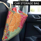 Cute Car Organizer and Storage Bag, Hanging Trash Bin for Vehicle, Travelling, Camping - Colorful Flowers Pattern