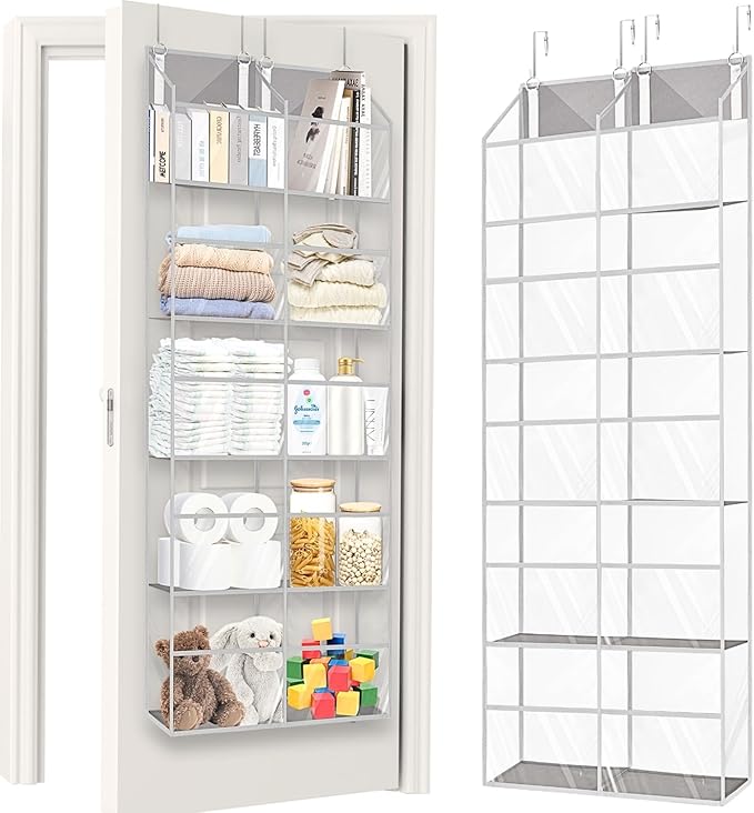 Over the Door Organizer 5 Tiers,Extra Large Behind Door Storage of 10 Compartments,50 lbs Weight Capacity Over the Door Stora