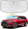 for Audi Q7 2016-2026 Windshield Sun Shade - 4 Layers Car Sunshades for Front Windows Shade Cover Custom Fit Q7 SUV Sun Visor 250T Retractable Shade Blocks UV Rays Car Accessories