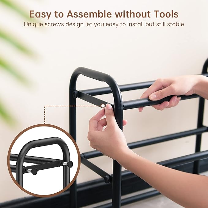 Gonfoam 3-Tier Expandable Shoe Rack,Adjustable Shoe Shelf Storage Organizer Heavy Duty Metal Free Standing Shoe Rack for Entr