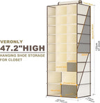 VERONLY Hanging Shoe Organizer for Closet-Collapsible Storage Rack with 25 Sections & 4 Side Pockets, Hanging Shoe Shelves fo