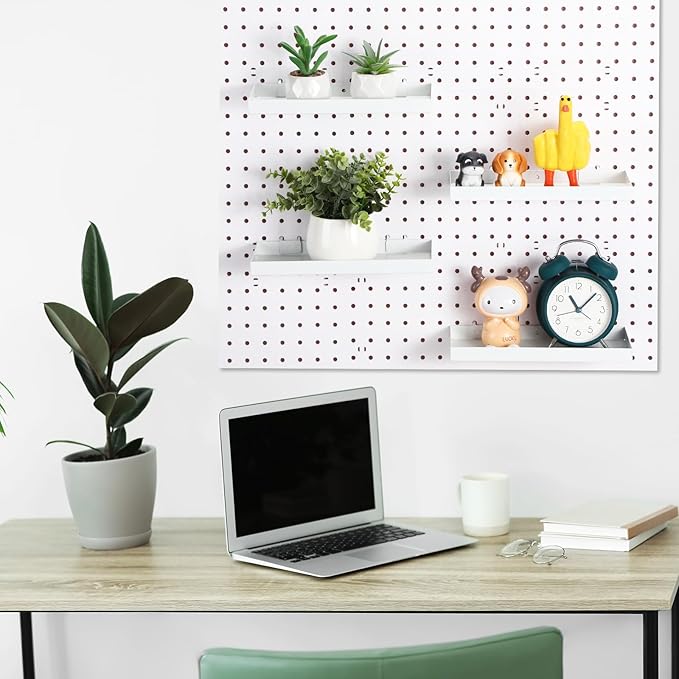 Blulu 4 Pcs Pegboard Shelves, 10 x 4 Inch Metal Heavy Duty Wall Mounted Pegboard Shelf Tray Accessories with Lip for Craft Ro
