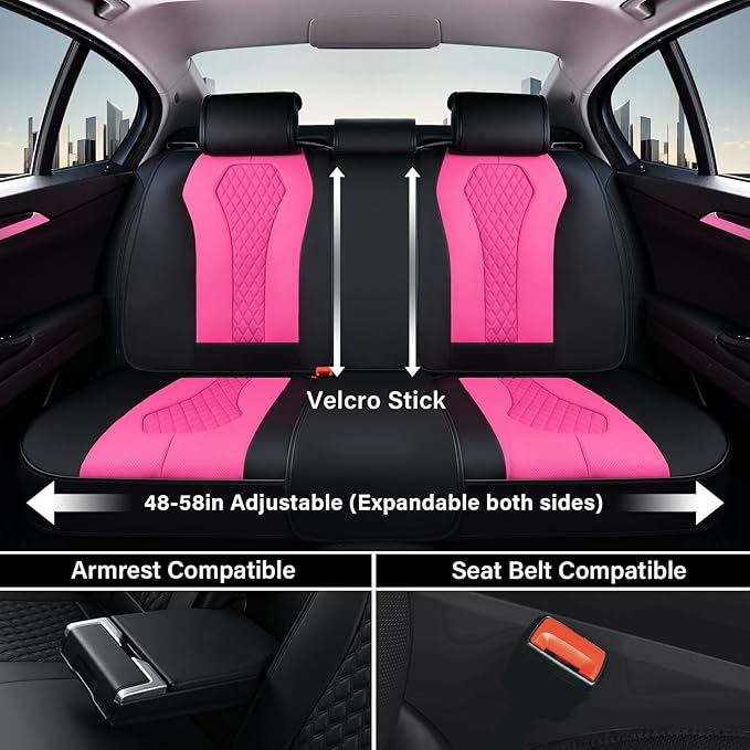 Coverado Auto Seat Covers, Car Seat Covers Full Set, Rose Car Seat Cover, Driver Seat Covers Front Seats Rear Seat Cover, Lux