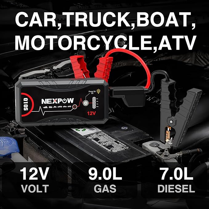 NEXPOW Car Jump Starter 2026 Upgraded Car Battery Jump Starter Pack 3000A Peak for Up to 9.0L Gas and 7.0L Diesel Engine 12V