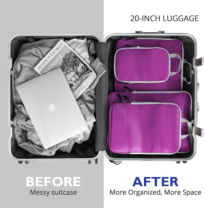 Compression Packing Cubes, 10 Set Packing Cubes for Travel Compression, Lightweight Compressible Package Organizer for Carry 