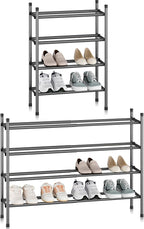 STORAGE MANIAC Expandable Shoe Rack, 16 Pairs Stackable Small Shoe Rack, Metal Adjustable Shoes Organizer for Closet, Entrywa