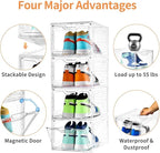 10 Pack Large Shoe Boxes Clear Plastic Stackable,Shoe Storage Organizer with Lids,Shoe Rack for Closet,Shoe Organizer and Sho