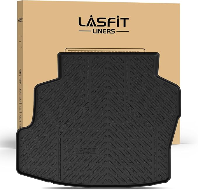 LASFIT Cargo Mat for Toyota Corolla 2009-2010, Custom Fit All-Weather TPE Rubber Trunk Mat for Toyota Accessories, Waterproof, Easy to Clean, Black