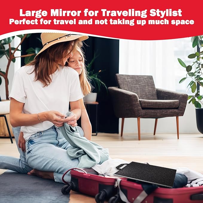 Foldable Full Length Mirror 2-in-1 Wall-Mounted or Tabletop Mirror, Portable Travel Mirror with Handle for Dance Home Bedroom