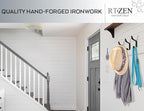 RTZEN Wall Mount Hook Set - Wrought Iron Decorative Rustic Metal Coat Hooks for Hanging - Handcrafted Classic Farmhouse Wall 