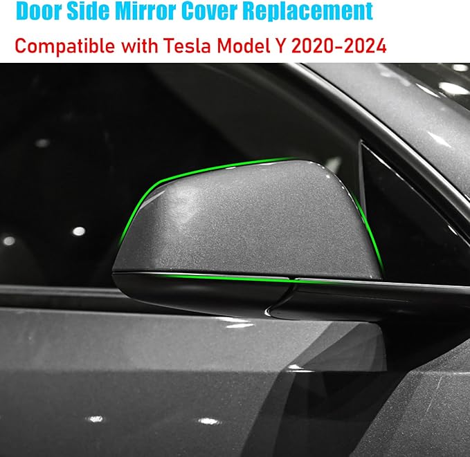 Jaronx Compatible with Tesla Model Y Side Mirror Cover 2020 2021 2022 2023, Rearview Door Wing Mirror Cover Cap Replacement for Tesla Model Y Accessories (Grey, Right)