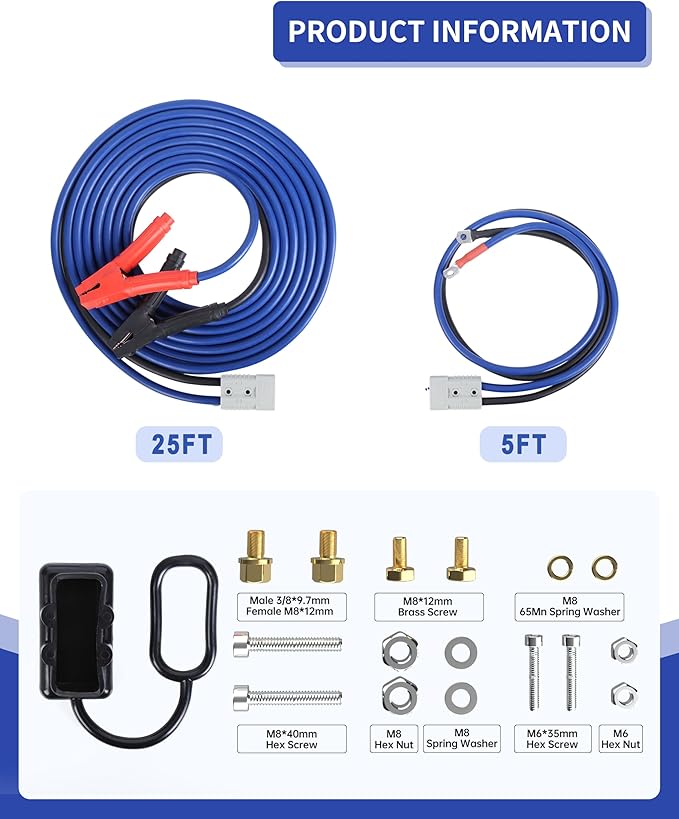 SAFEMATE 00 Gauge 30 FT Heavy Duty Jumper Cables - 1500Amp Booster Jumper Cable for Car, SUV and Trucks Battery - Quick Connect, Blue