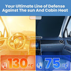 Windshield Sun Shade for Hyundai Tucson 2022 2023 2024 2025 2026 – Custom Fit Sun Shield with Mirror Cut‑Out, Blocks Heat & UV, Foldable with Storage Pouch - Hyundai Tucson Windshield Sunshade
