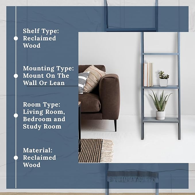 BARNWOODUSA Throw Blanket Ladder – Fully Assembled Reclaimed Wood – Rustic Decorative Ladder for Towels, Quilts, & More – Per