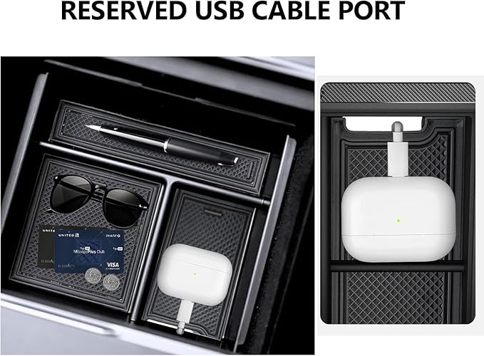 3 Piece Center Console Organizer Tray for Tesla Model 3 Highland 2024 2025 Model Y Juniper 2025 Armrest Storage Box Tesla Interior Accessories