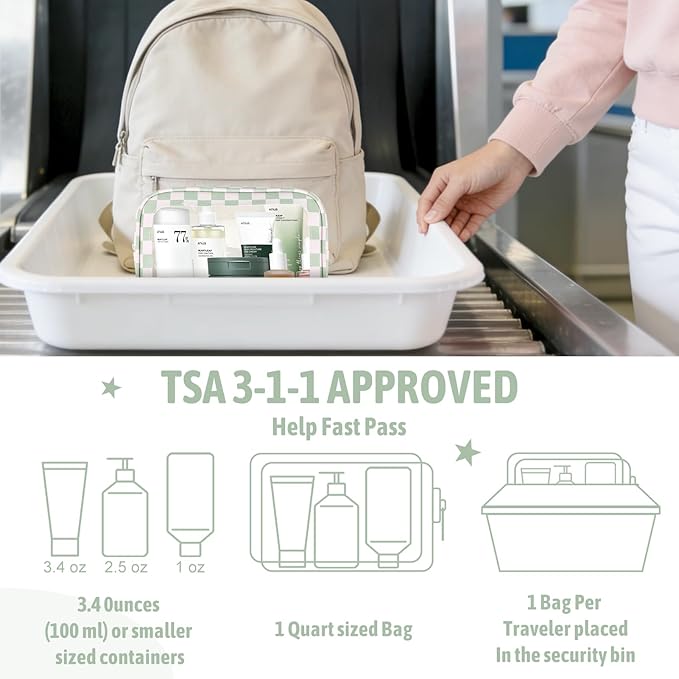 5PCS Diaper Bag Organizer Pouch Set,TSA Approved Toiletry Bag, Waterproof TPU Makeup Bag Set, Travel Organizer Bags for Women