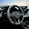 Multicolor Wildflower Steering Wheel Cover Auto Jacquard Steering Wheel Protector, Anti-Slip, Breathable, Absorbing Sweat, Un