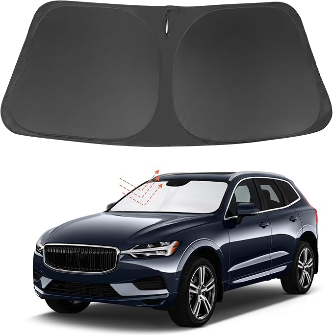 Front Windshield Sun Shade Foldable Car Front Window Sun Shade Windshield Shade Custom Fit for 2018-2025 2026 Volvo XC60 Block UV Rays Accessories Heat Keep Car Cooler