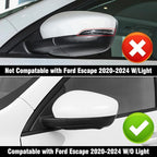 Compatible with Ford Escape SE/SEL Left Driver Side Mirror Cap Cover 2020 2021 2022 2023 2024, White Side Door Rearview Mirror Cover Replacement Without Turn Signal Light