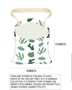Car Trash Can, Durable Hanging Car Trash Garbage Bag, Cute Automotive Garbage Cans Organizer, Cute Green Cactus