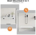 Foldable Floating Wall Shelves 20 inch, Bathroom Shelves Wall Mounted,12" Deep Wood Floating Kitchen shelves,Easy to Install 