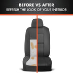 BDk Faux Leather Car Seat Cover Full Set - Front & Rear Split Bench Black Seat Covers For SUV & Truck Seat Covers, Airbag Com