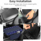 NBTEPEM Bling Blue Car Center Console Cover, Leather Car Arm Rest Cover with 2 Storage Bags, Universal Auto Armrest Protector Storage Box, Bling Accessories Interior for Most Vehicles
