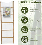 Bamboo Blanket Ladder for Living Room, Towel Clothes Quilt Plant Decorative Farmhouse Wall Leaning Display Ladder Shelf for B