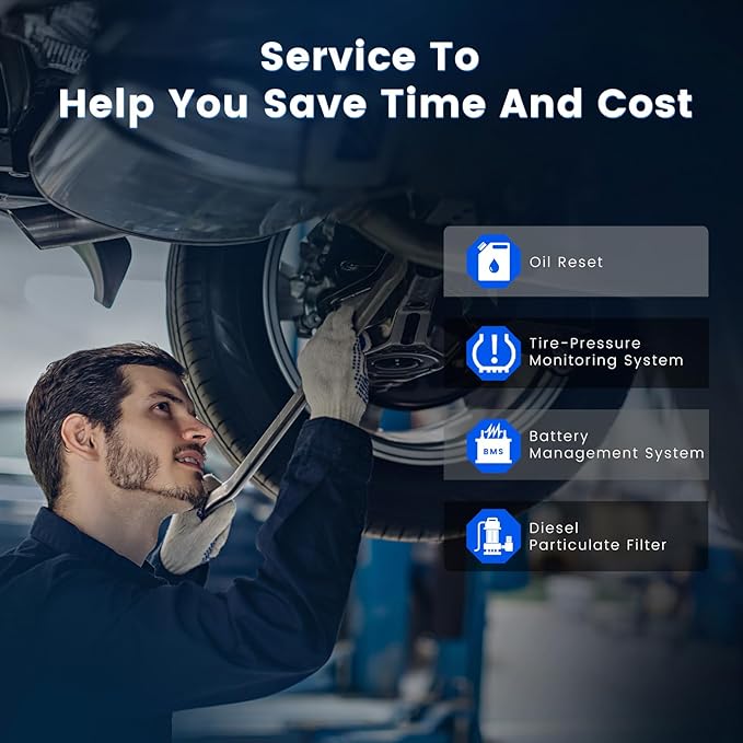 DFirst 201BTFD All System Diagnostic Tool Oil Reset One-Click ECU Coding Disable Auto Start Stop OBD2 Scanner (iOS/Android,A Vin