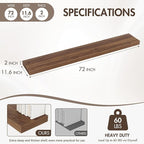 72 Inch Floating Shelves, 12" Deep Floating Shelf Wall Mounted, 72" Wall Shelves, Rustic Deep Bookshelf, Extra Deeper & Thick