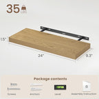 Vivelove 24 Inch Floating Shelves for Wall, 24x9 Display Shelves for Bathroom Living Room Kitchen Bedroom Office Farmhouse Ho
