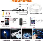 Car LED Lights, Interior Car Lights with Wireless APP/RF Remote/Button Control, Car Ambient Lighting Kit with 236" Integrated Molding Fiber Optic RGB Sync to Music (USB)