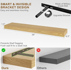 Fun Memories Floating Shelves for Wall, 36Inch Floating Shelves Set of 2, Hanging Shelf with Invisible Brackets, Bathroom She