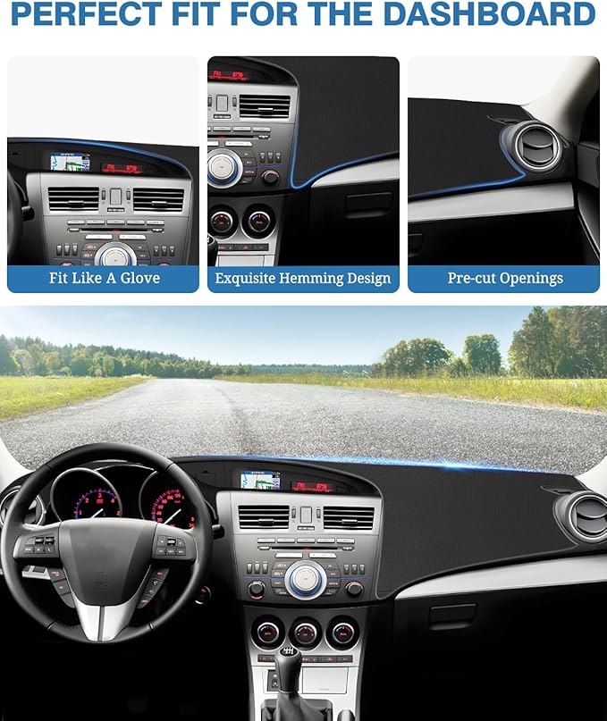 FIILINES Dash Cover Fit for Mazda 3 2010-2013 Accessories Dashboard Mat Cover for Mazda 3 Accessories Dash Mat Sunshade Nonsl